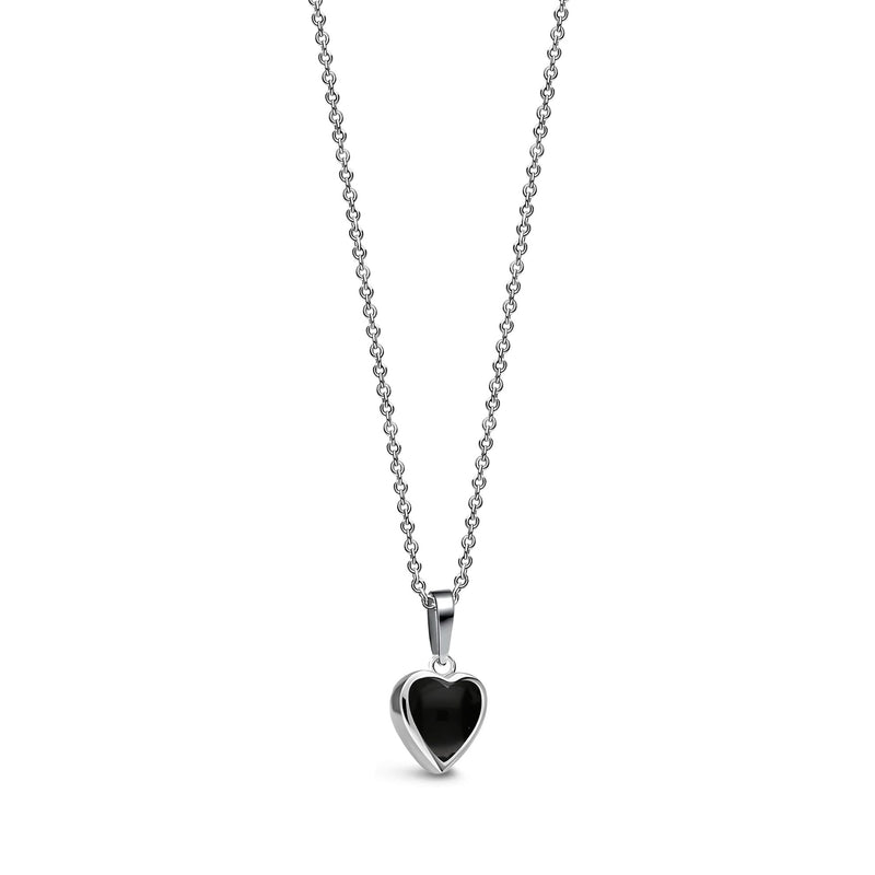 Sterling Silver Whitby Jet Dinky Heart Pendant