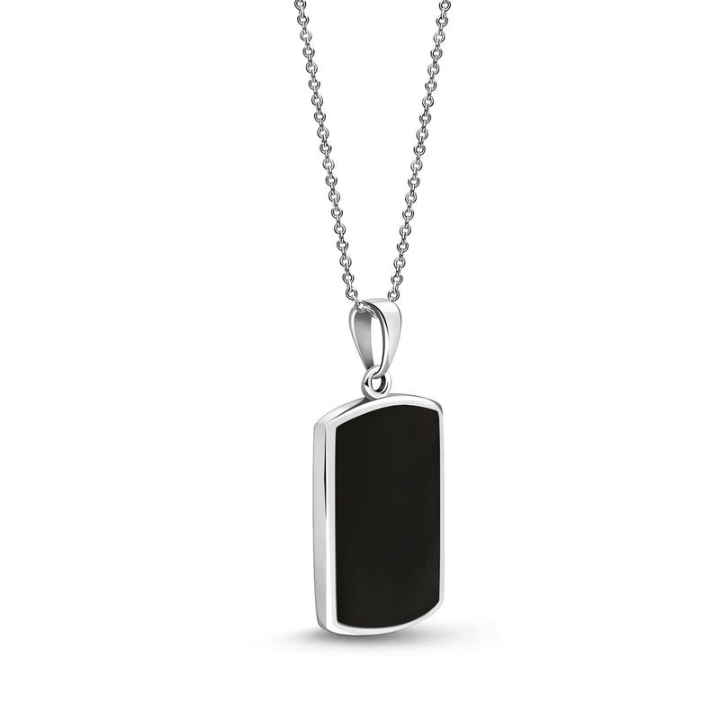 Sterling Silver Whitby Jet Dog Tag Pendant