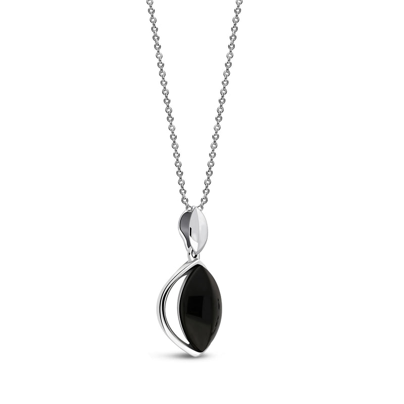 Sterling Silver Framed Marquise Whitby Jet Pendant