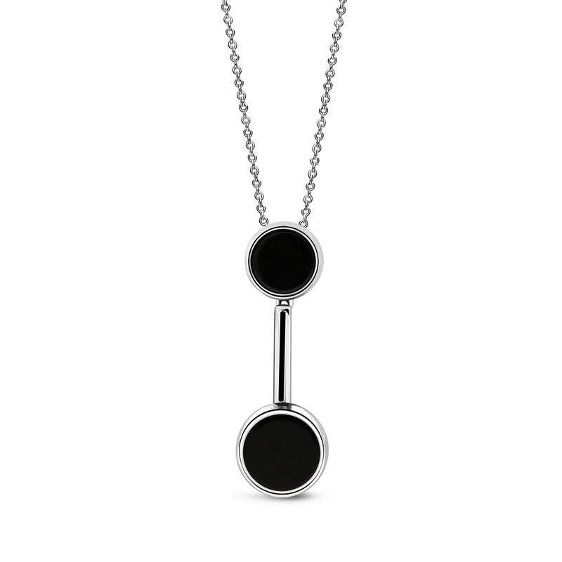 Sterling Silver Two Stone Round Whitby Jet Pendant