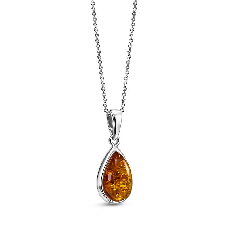 Sterling Silver Amber Teardrop Pendant