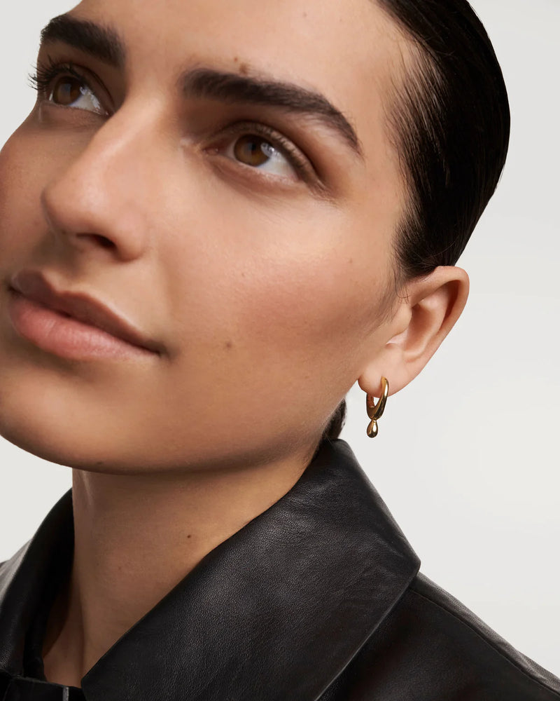 18ct Yellow Gold Vermeil Lava Hoops