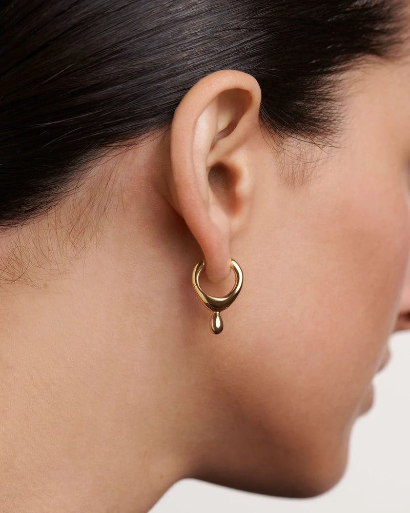18ct Yellow Gold Vermeil Lava Hoops