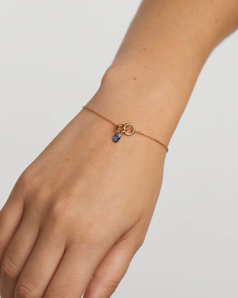18ct Yellow Gold Vermeil Blue Lily Bracelet