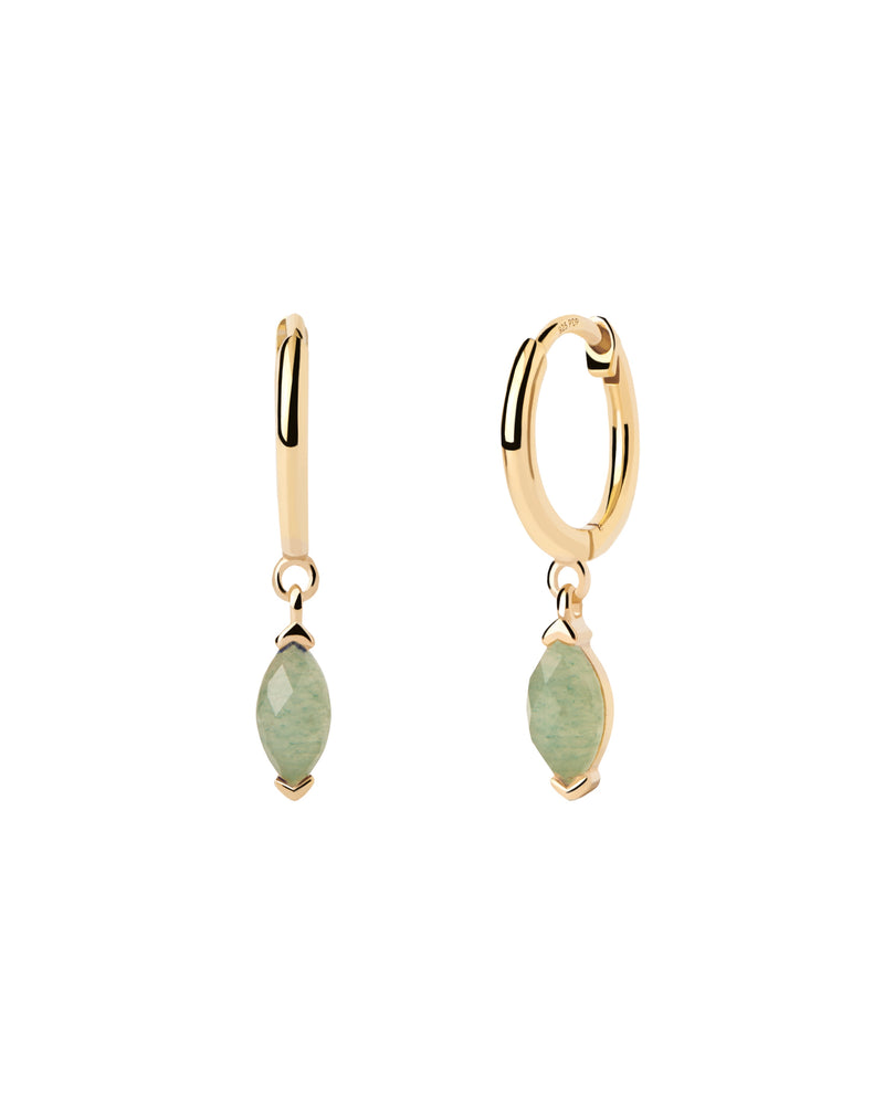 18ct Yellow Gold Vermeil Green Aventurine Nomad Hoops