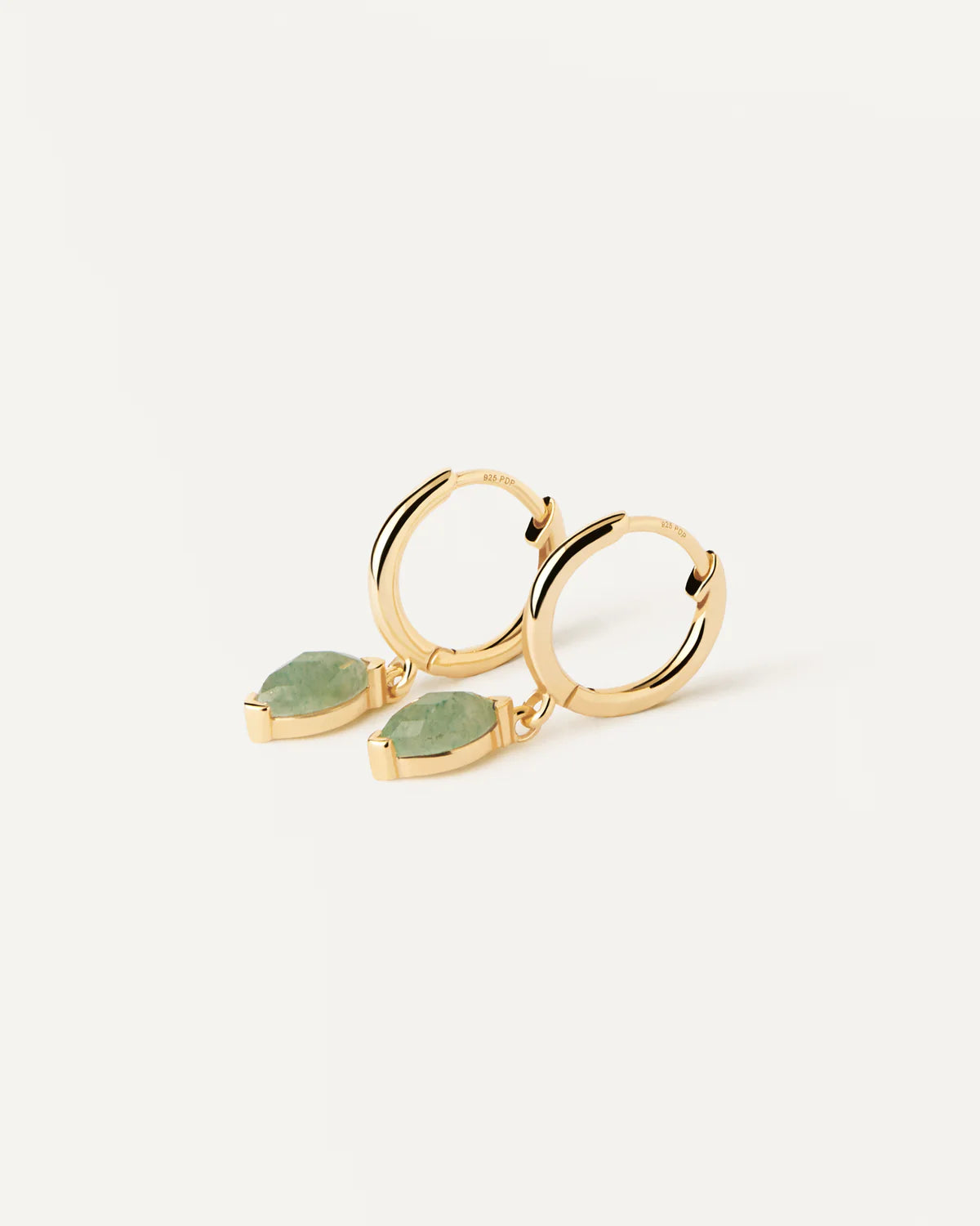 18ct Yellow Gold Vermeil Green Aventurine Nomad Hoops