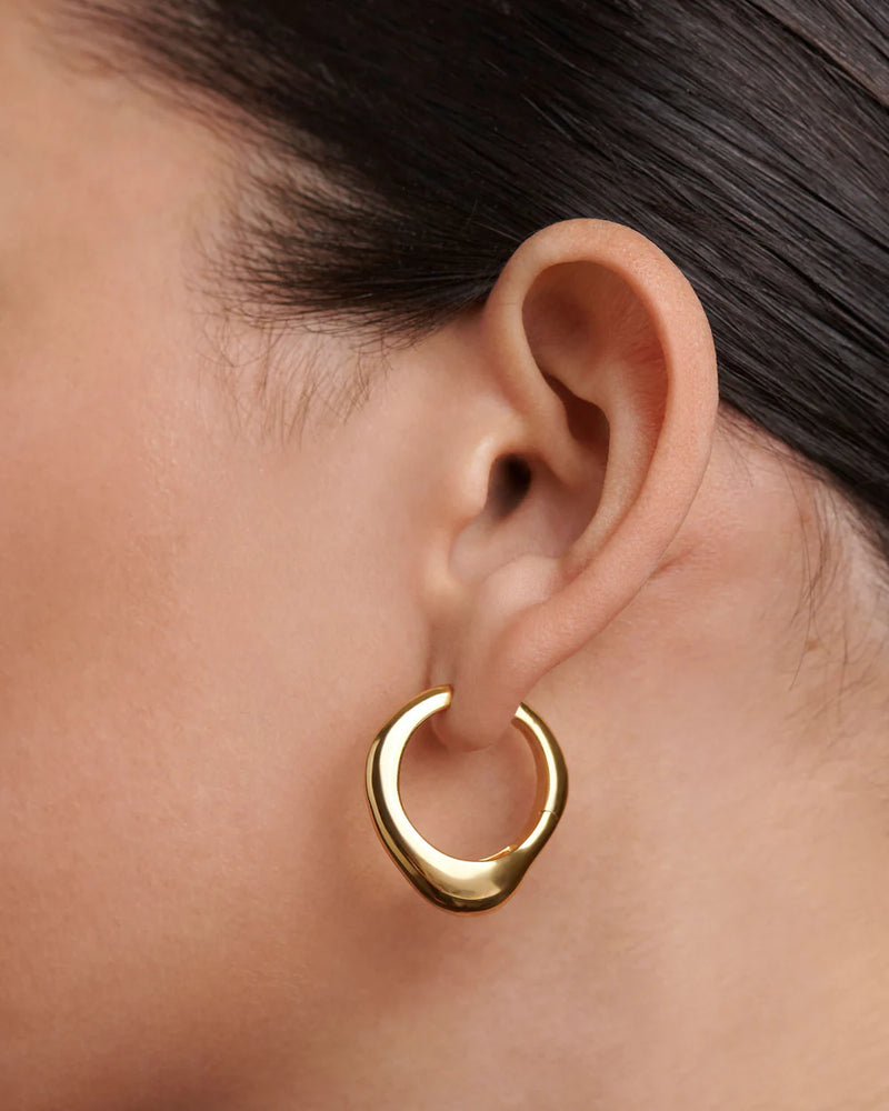 18ct Yellow Gold Vermeil Riba Hoops