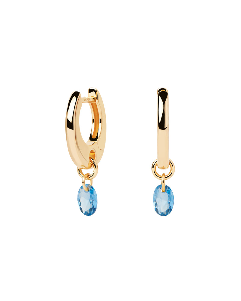 18ct Yellow Gold Vermeil Blue Lily Hoops