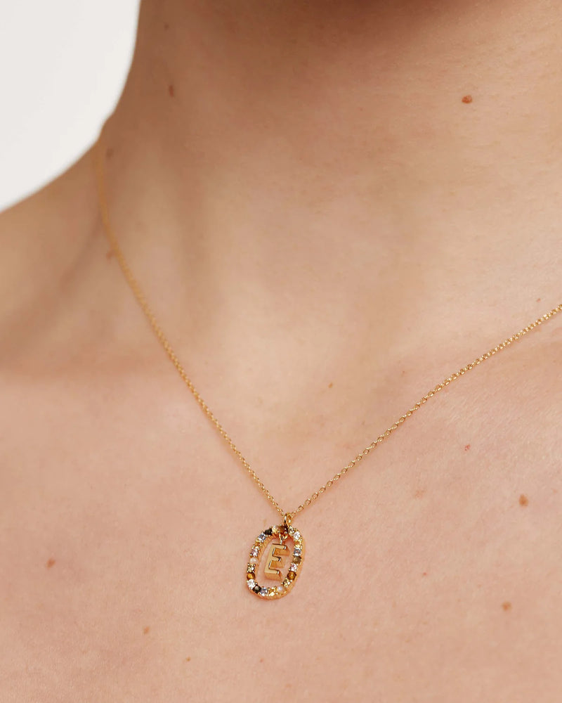 18ct Yellow Gold Vermeil Letter E Necklace