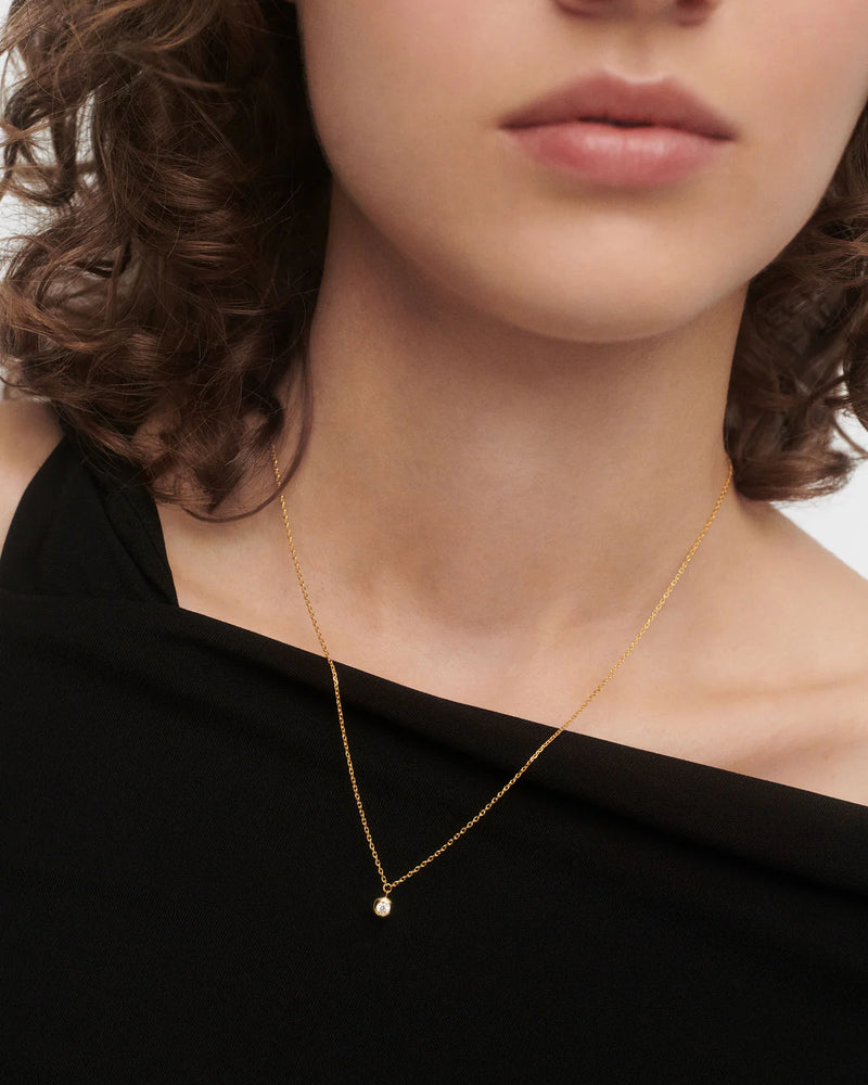 18ct Yellow Gold Vermeil Sand Solitary Necklace