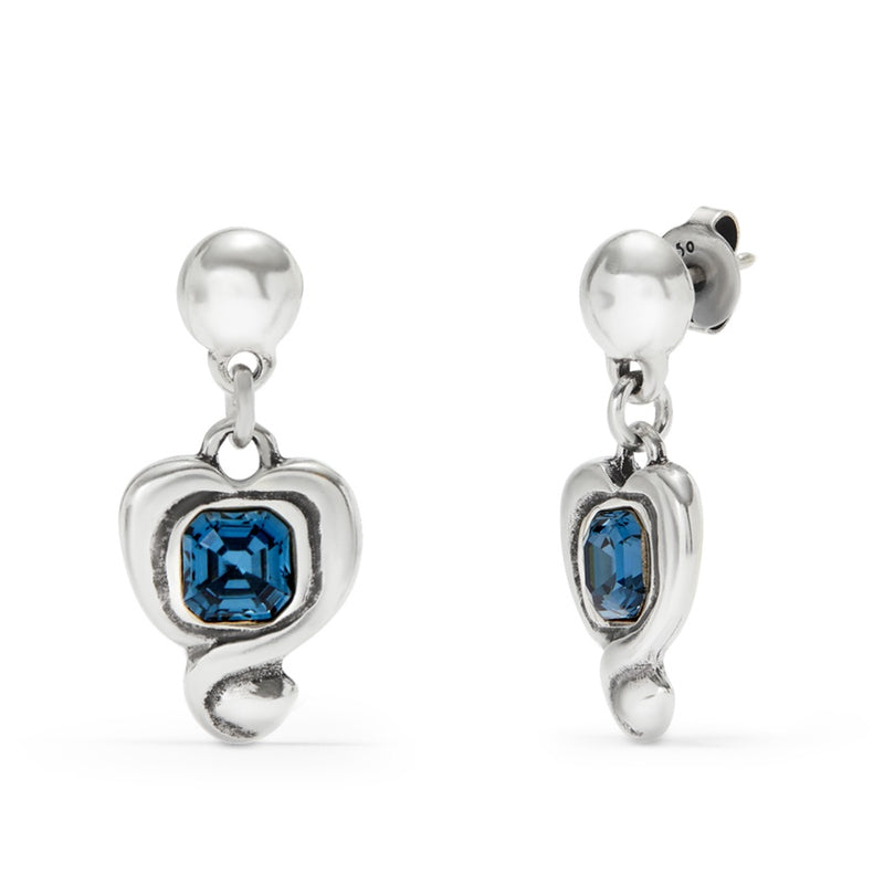Be Expressive CZ Blue Heart Drop Earrings