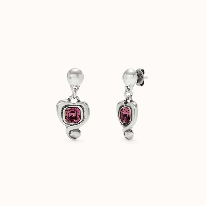 Be Expressive CZ Pink Heart Drop Earrings