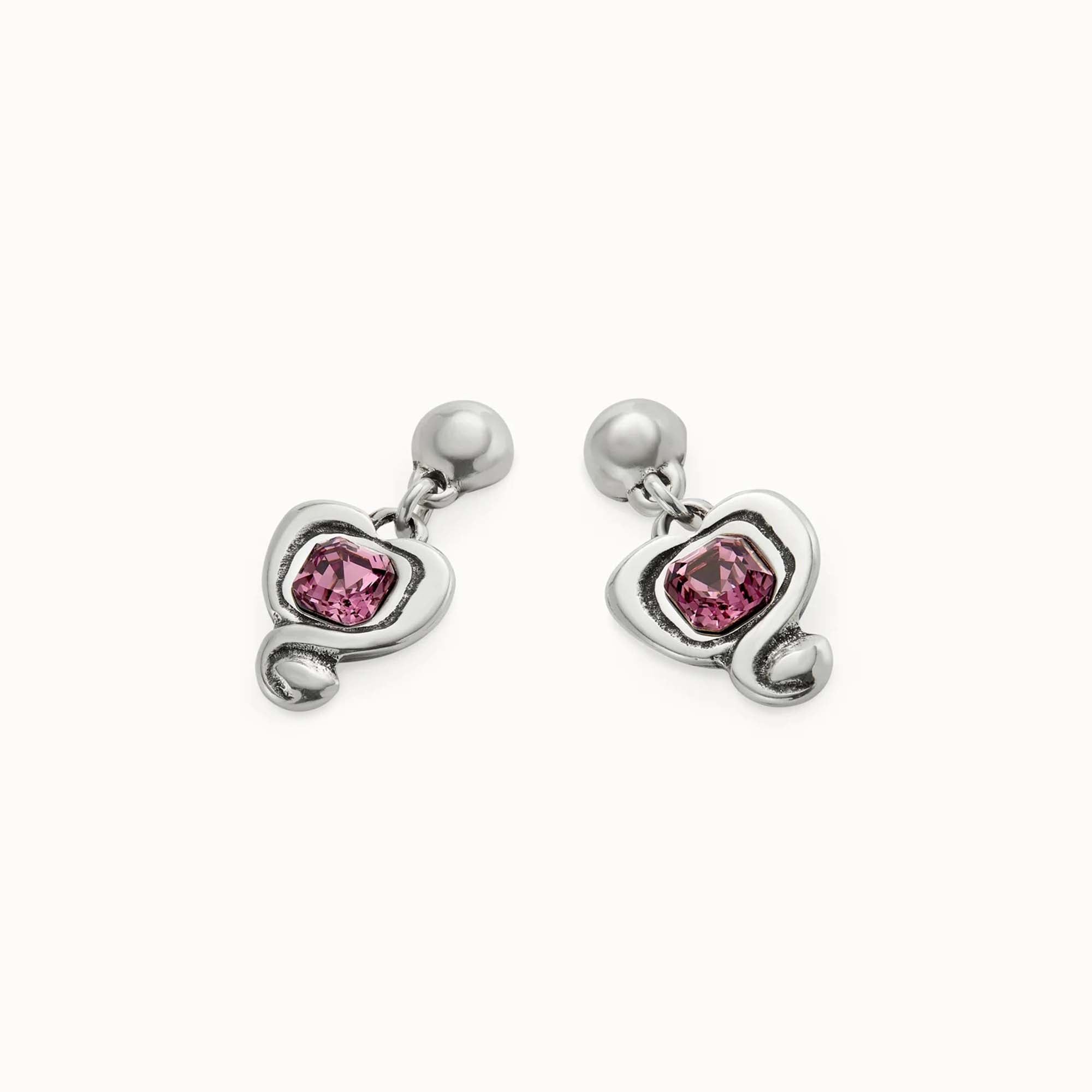 Be Expressive CZ Pink Heart Drop Earrings