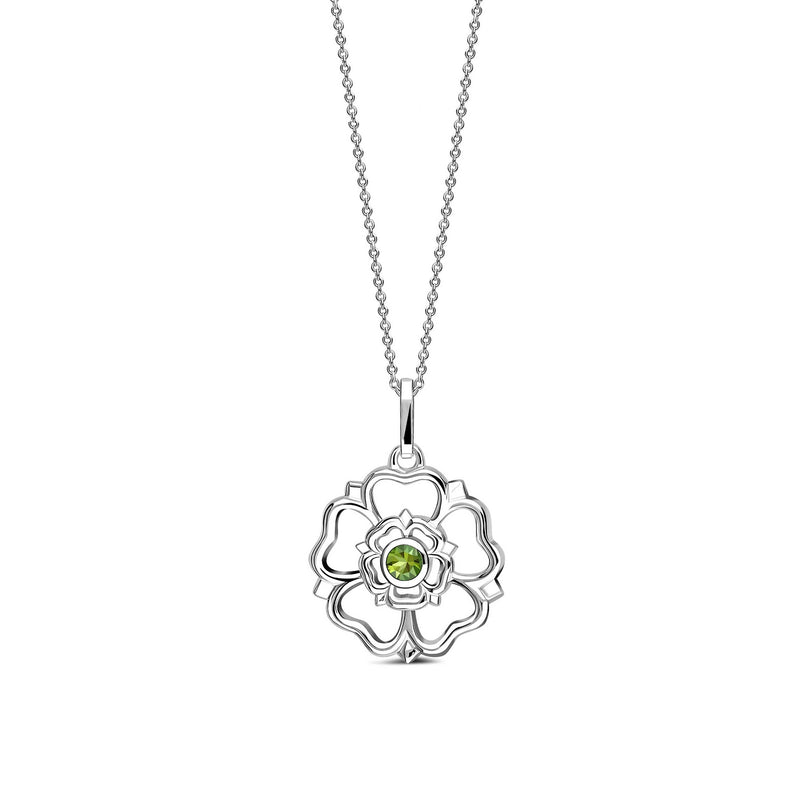 Sterling Silver Peridot Yorkshire Rose Pendant
