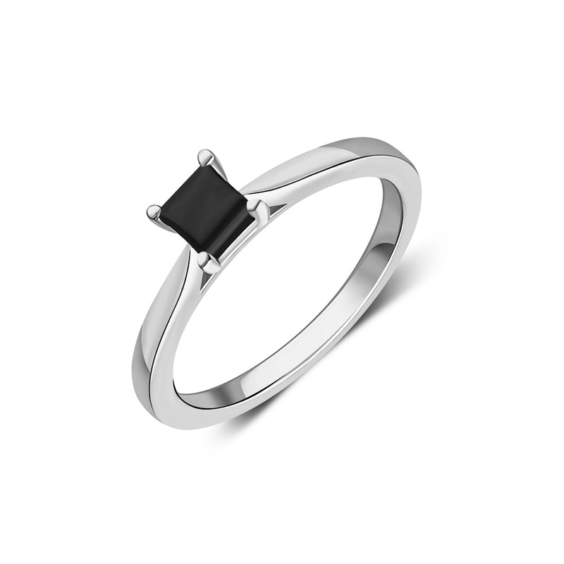 Whitby Jet Square Engagement Ring