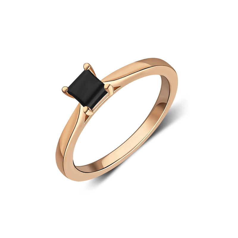Whitby Jet Square Engagement Ring