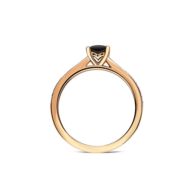 Whitby Jet & Diamond Square Engagement Ring