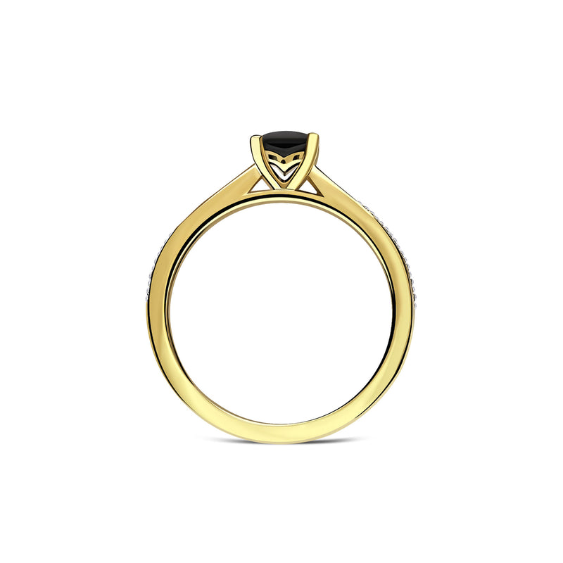 Whitby Jet & Diamond Square Engagement Ring