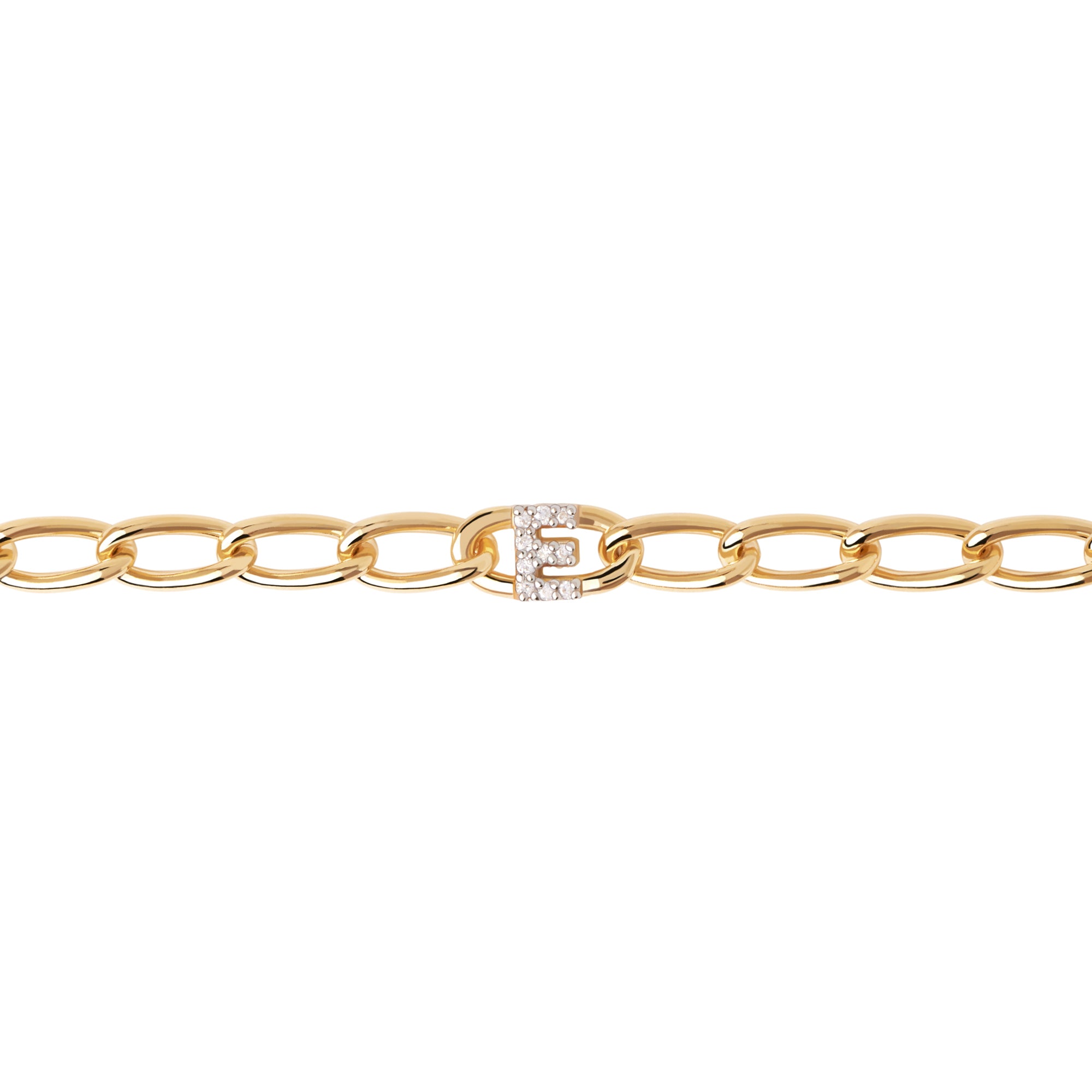 Letter E Chain Gold Bracelet