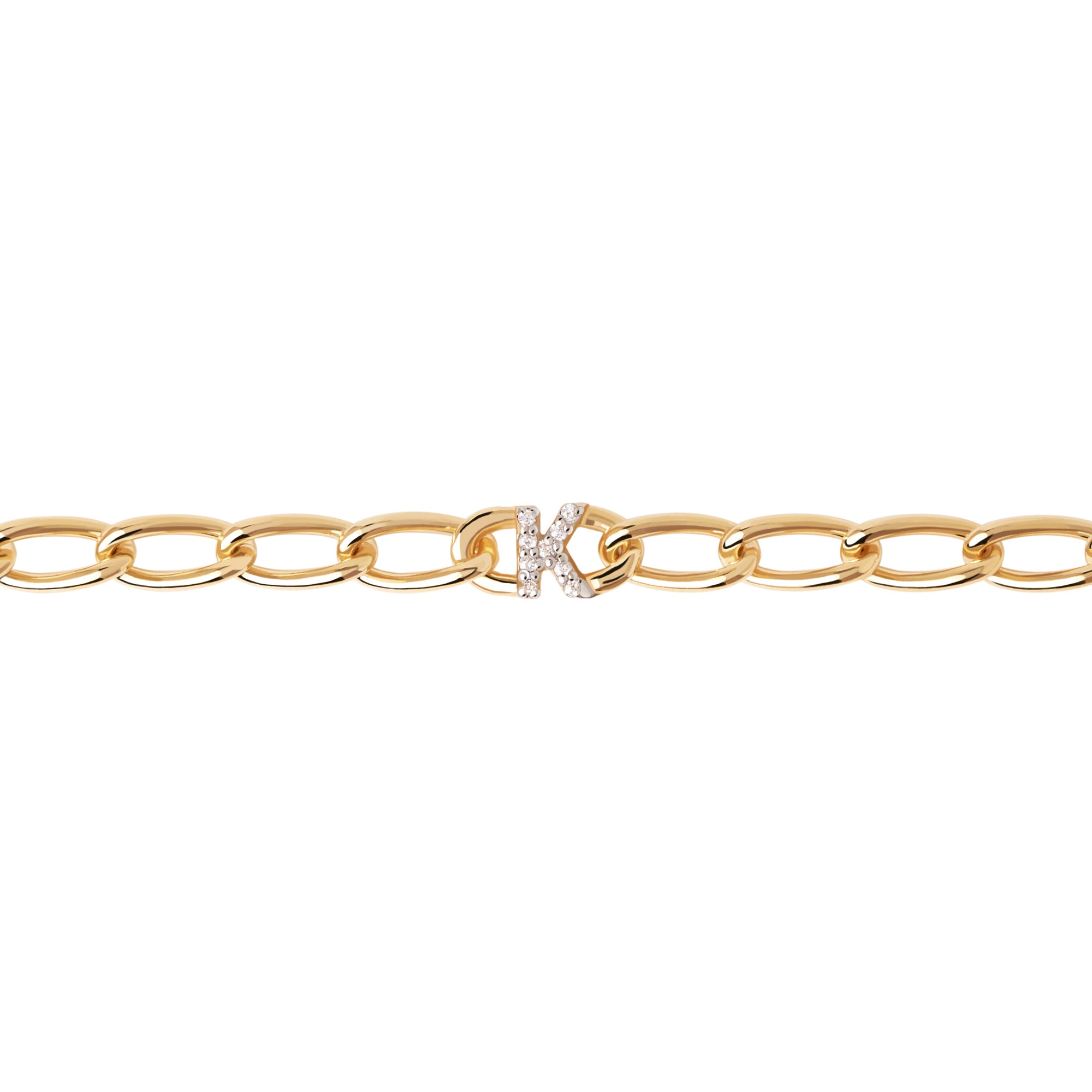 Letter K Chain Gold Bracelet