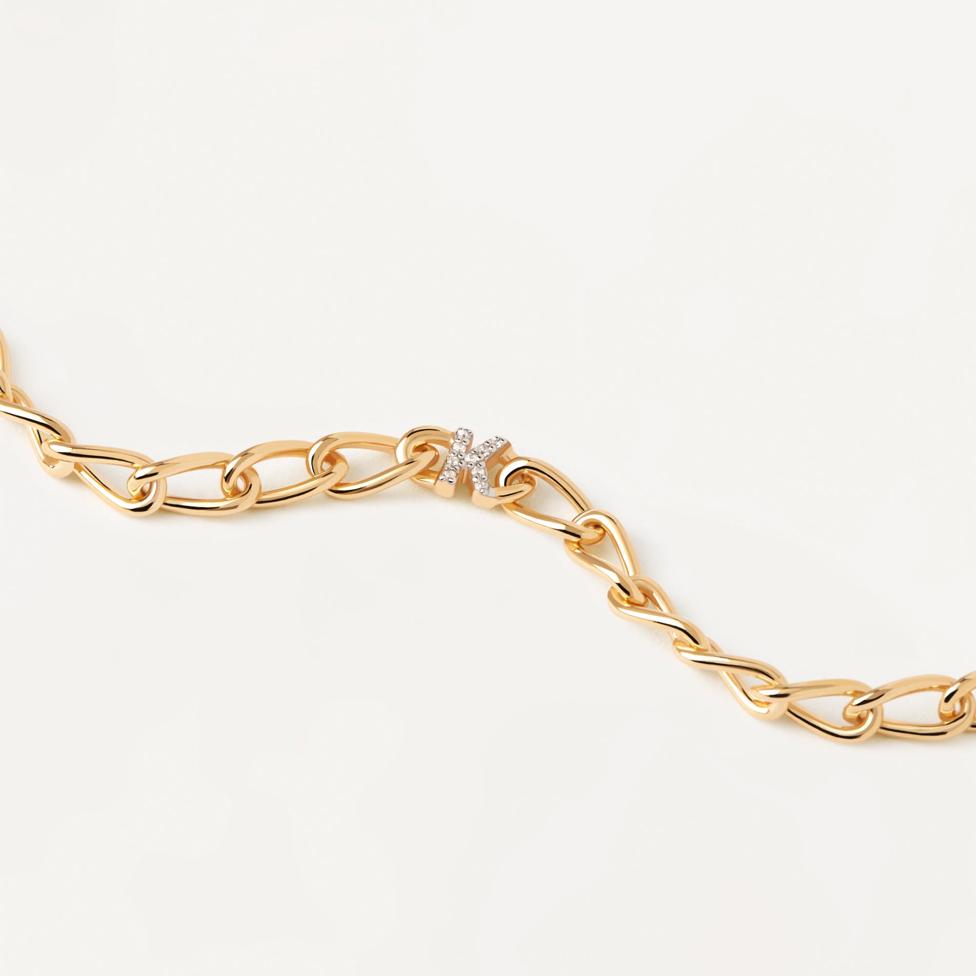 Letter K Chain Gold Bracelet