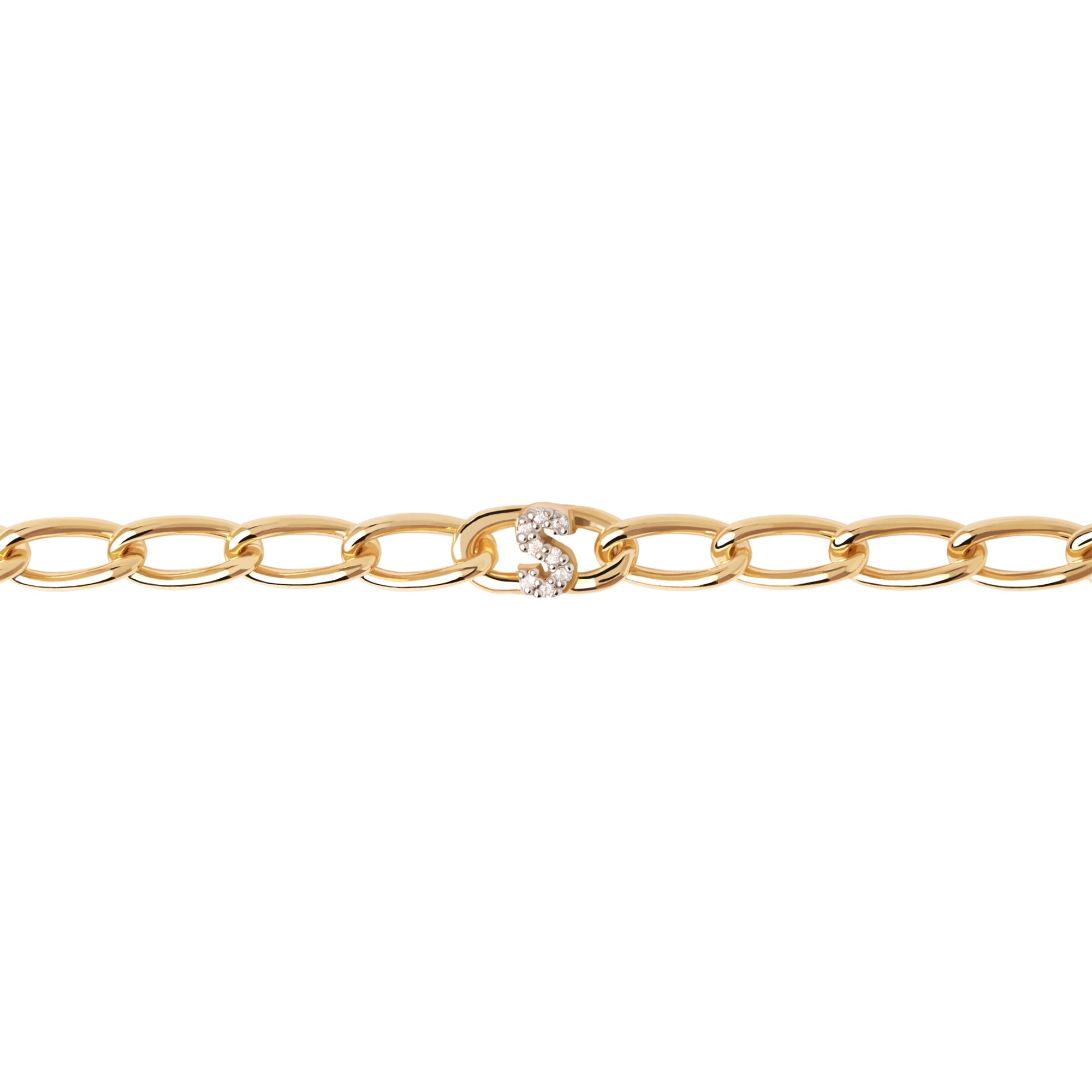 Letter S Chain Gold Bracelet