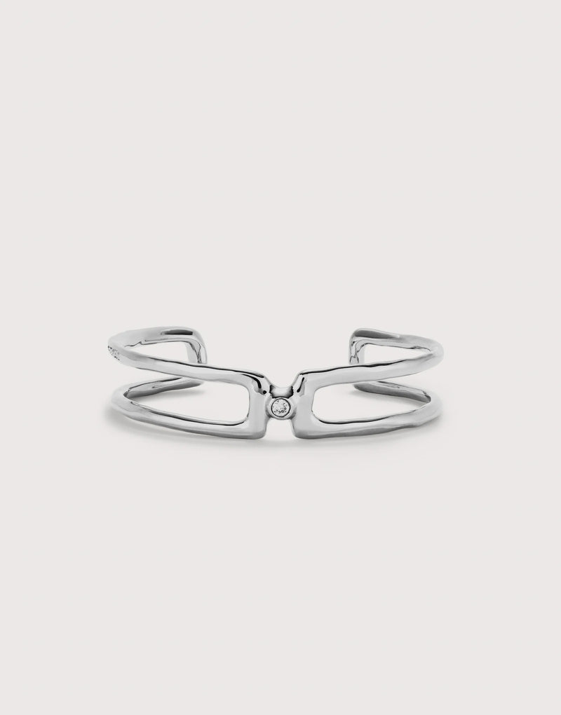 Double White Topaz Bangle