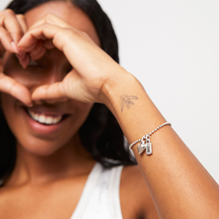 Ser Unico Exclusivo Heart Silver Chain Bracelet