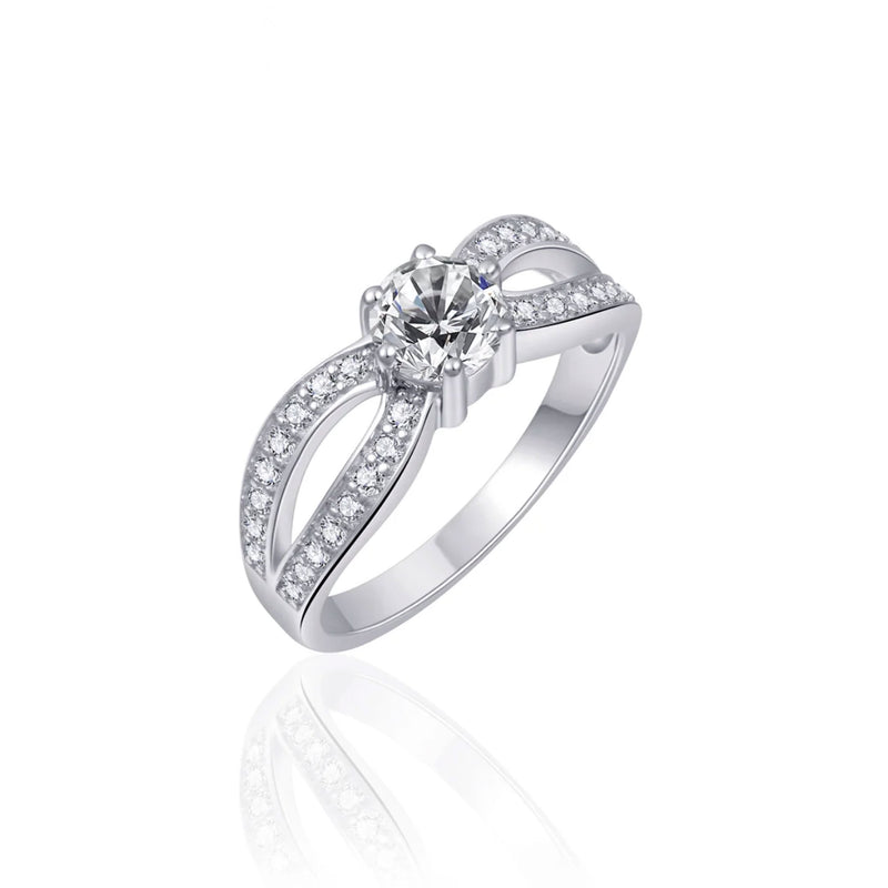 Silver CZ Lux Crossover Ring