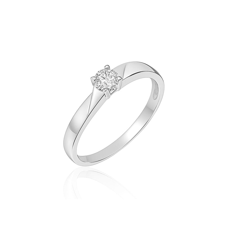 Silver CZ Curved Solitaire Statement Ring