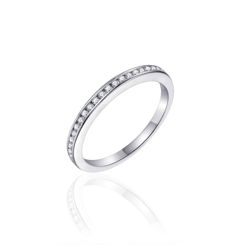 Silver CZ Channel-Set Stackable Rail Ring