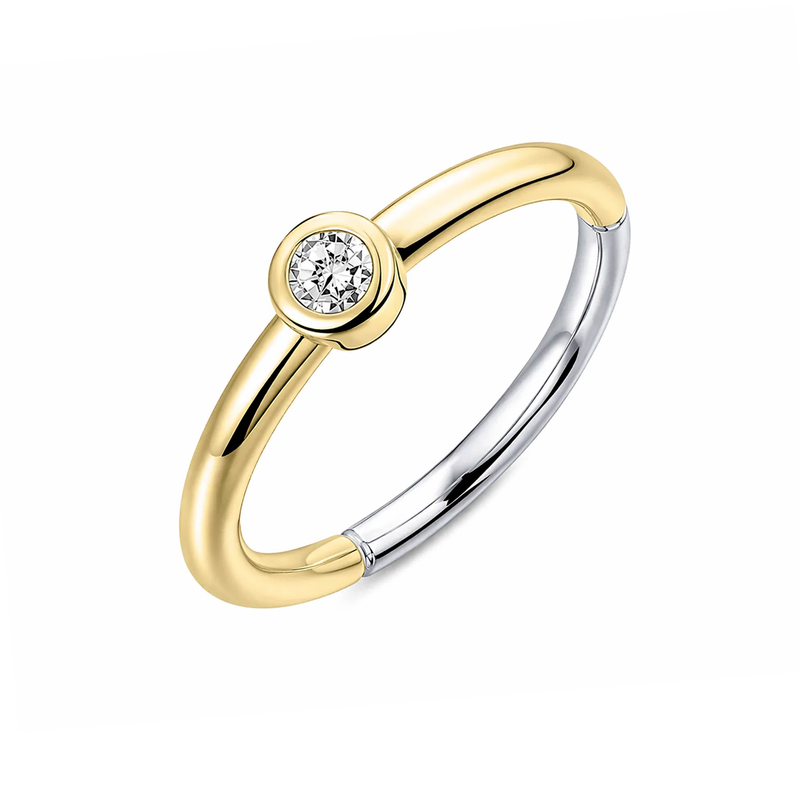 Gold Vermeil CZ Rubover Solitaire Ring