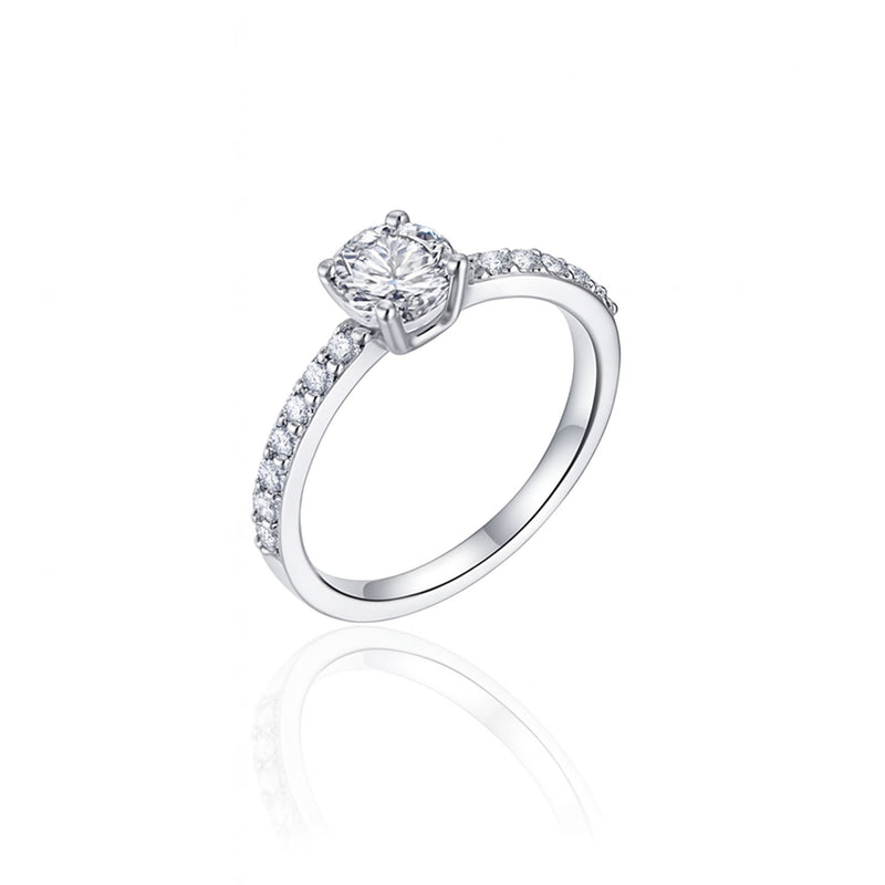 Silver CZ Pave Style Solitaire Ring
