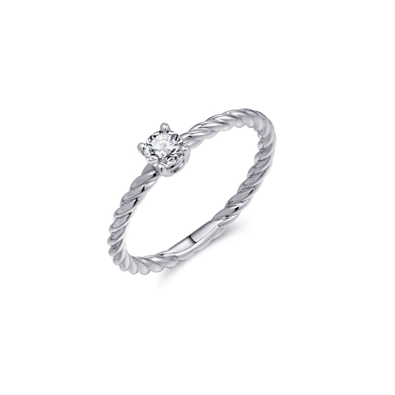 Silver CZ Soliaire Rope Rings