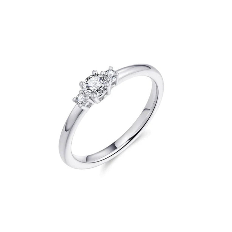 Silver CZ Claw-Set Trilogy Ring