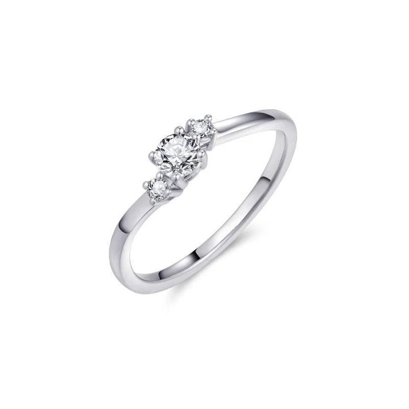 Silver CZ Waved Trilogy Ring