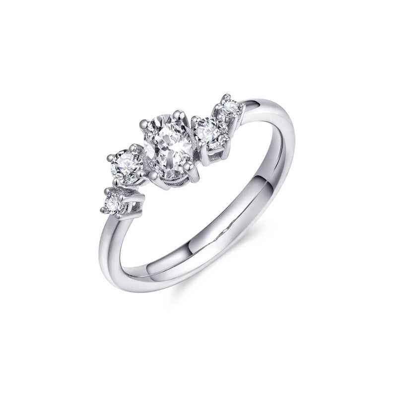 Silver CZ Confetti-Style Five Stone Ring