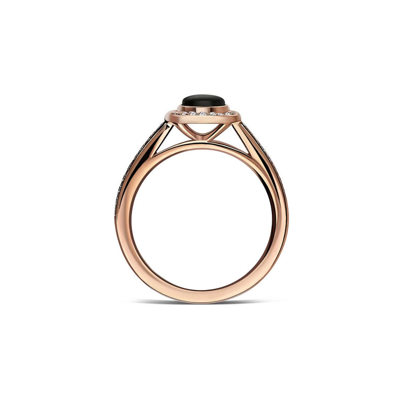 Whitby Jet & Diamond Halo Rubover Engagement Ring