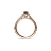 Whitby Jet & Diamond Round Halo Engagement Ring