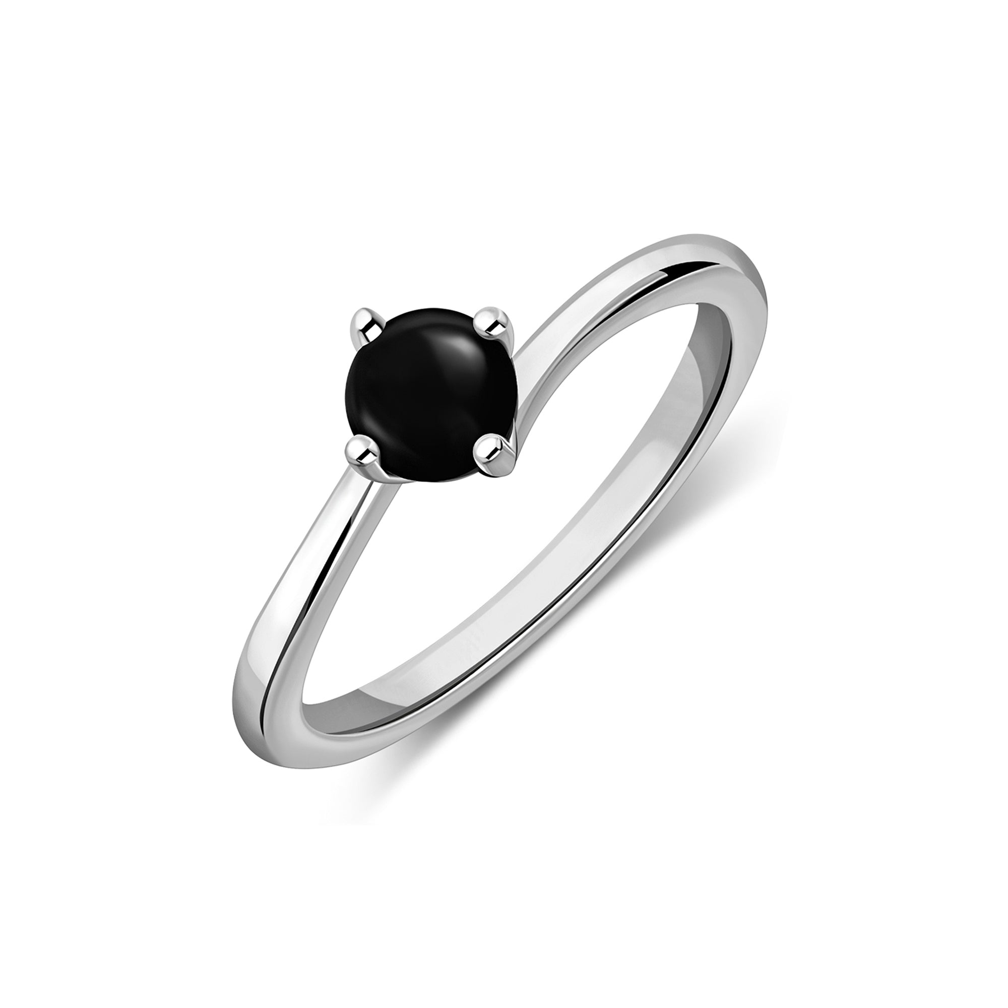 Whitby Jet Round Twist Engagement Ring