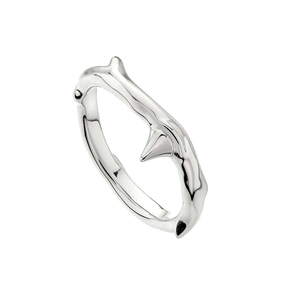 Silver Rose Thorn Band Ring