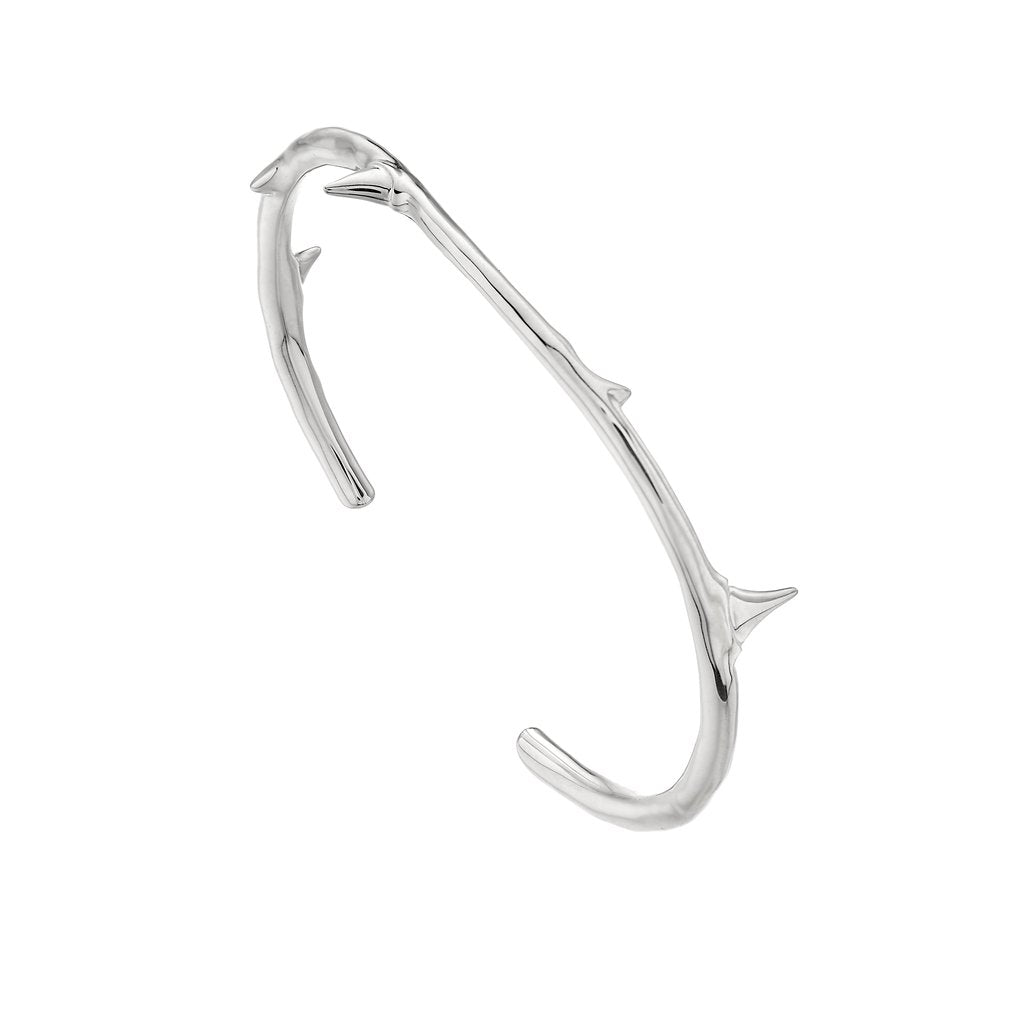 Silver Rose Thorn Bangle