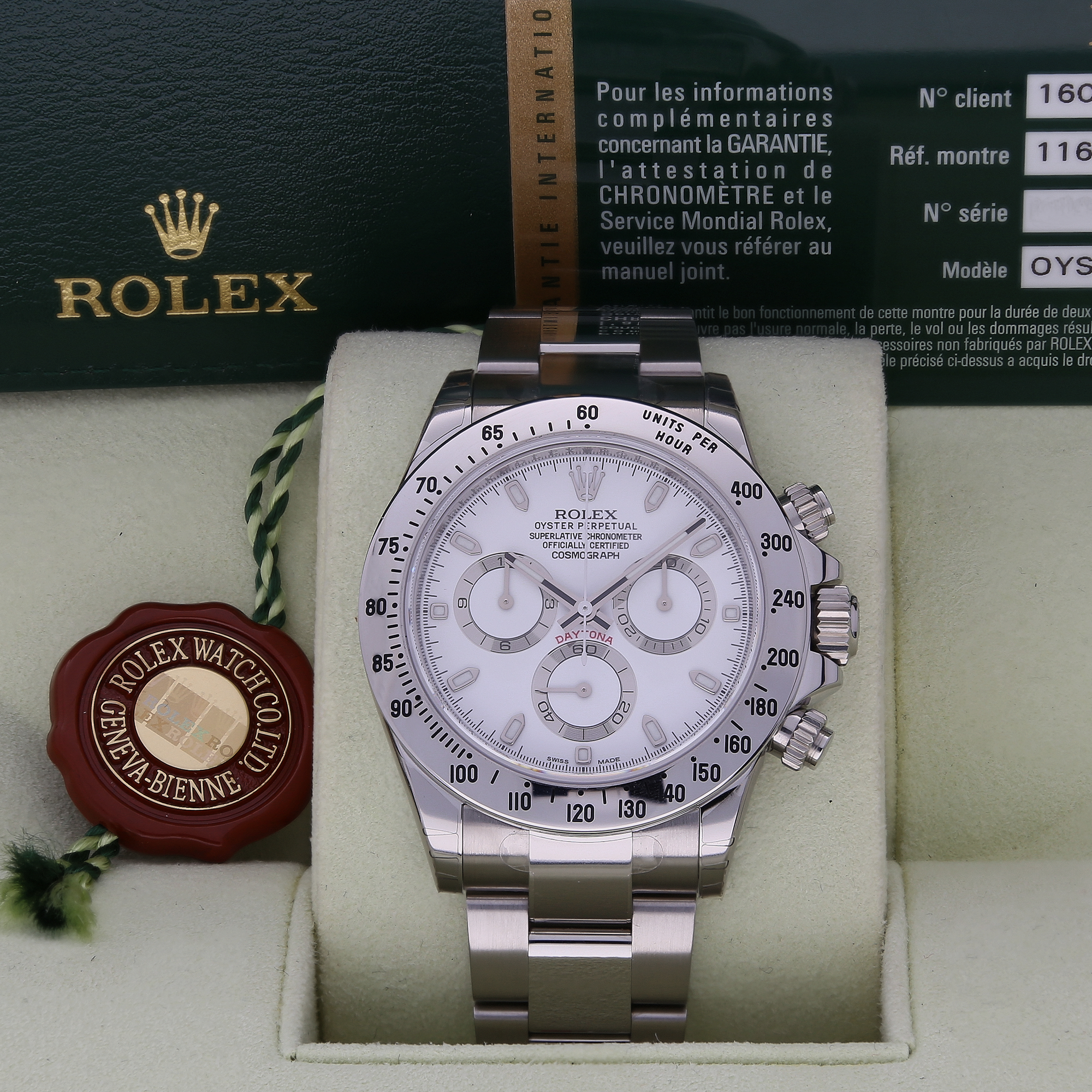 Unworn Rolex Daytona 116520 White 'APH' Dial Stainless Steel Watch – 2013, Fully Stickered, Full Set