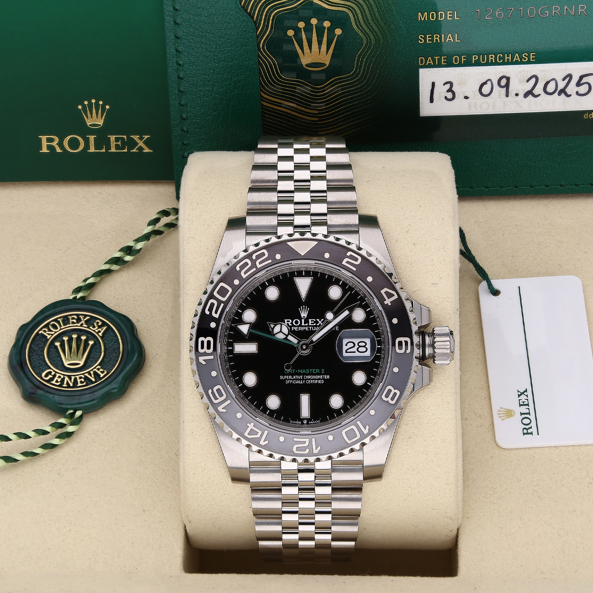 Unworn Rolex GMT-Master II 126710GRNR ‘Bruce Wayne’ 40mm Watch – 2025, Fully Stickered, Full Set