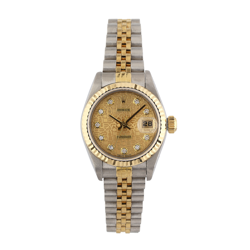 Rolex Ladies Datejust 79173 Champagne Diamond Dial 26mm Steel & Gold Watch – 2002, Papers