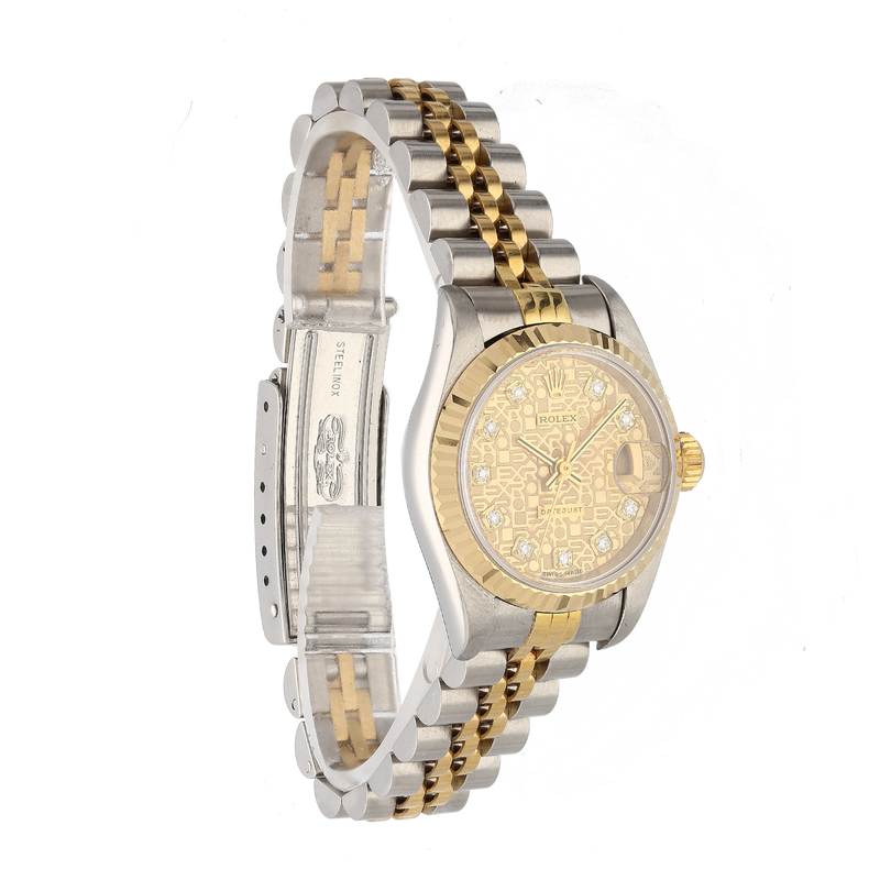 Rolex Ladies Datejust 79173 Champagne Diamond Dial 26mm Steel & Gold Watch – 2002, Papers