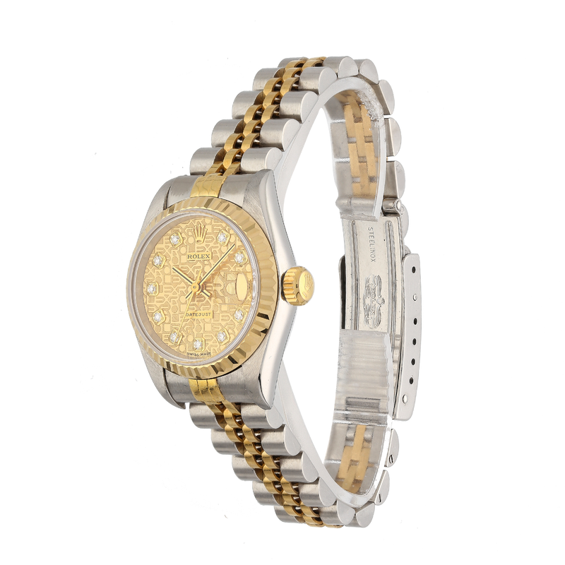 Rolex Ladies Datejust 79173 Champagne Diamond Dial 26mm Steel & Gold Watch – 2002, Papers