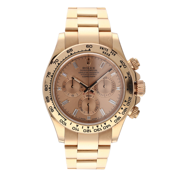 Rolex Daytona 116505 Everose Gold Baguette Diamond Dial Watch – 2014, Full Set