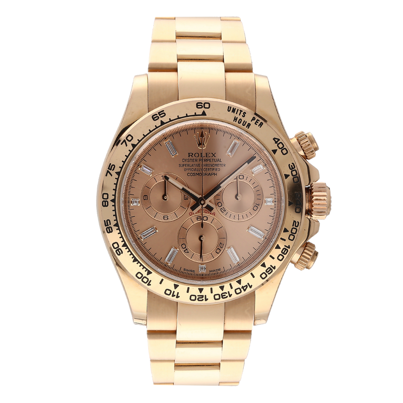 Rolex Daytona 116505 Everose Gold Baguette Diamond Dial Watch – 2014, Full Set