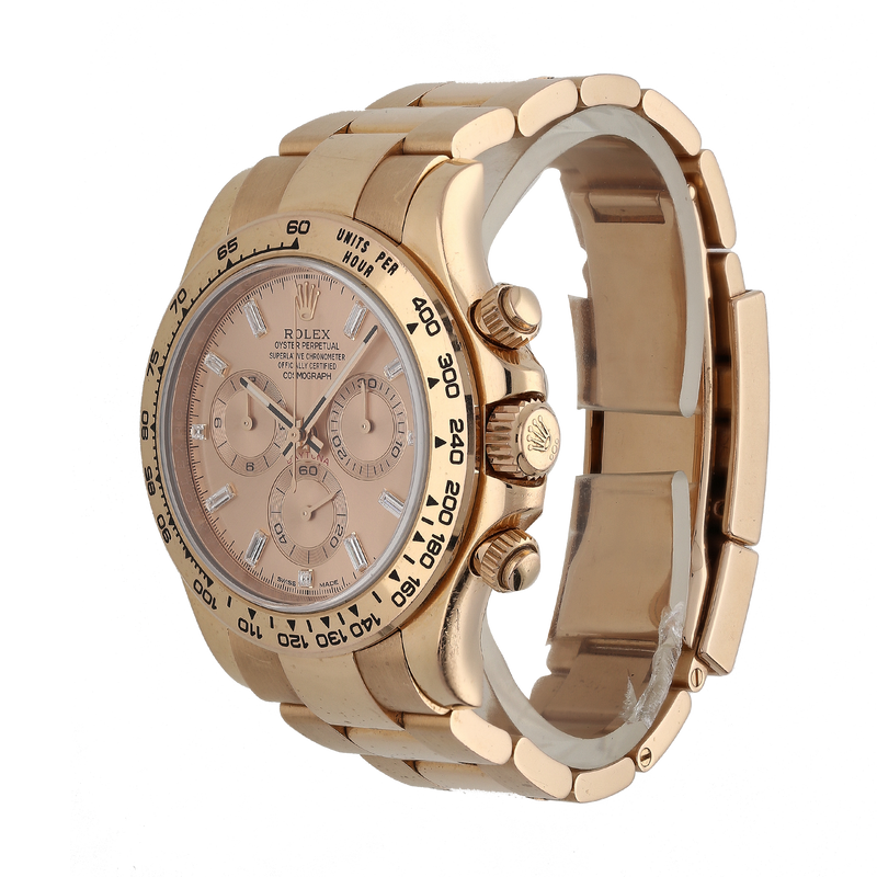 Rolex Daytona 116505 Everose Gold Baguette Diamond Dial Watch – 2014, Full Set